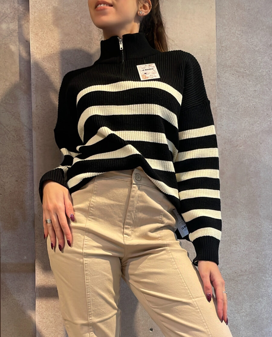 Sweater Cierre Rayado - Imagen 2