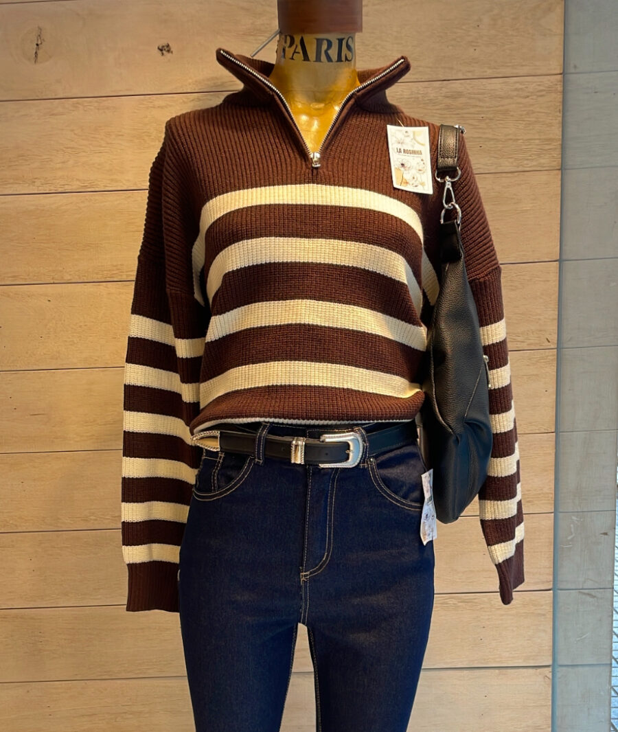 Sweater Cierre Rayado - Imagen 5
