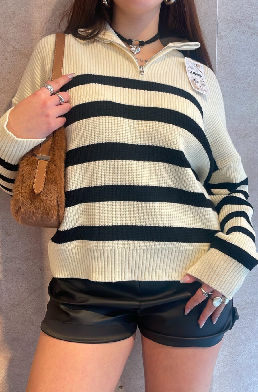 Sweater Cierre Rayado - Imagen 3