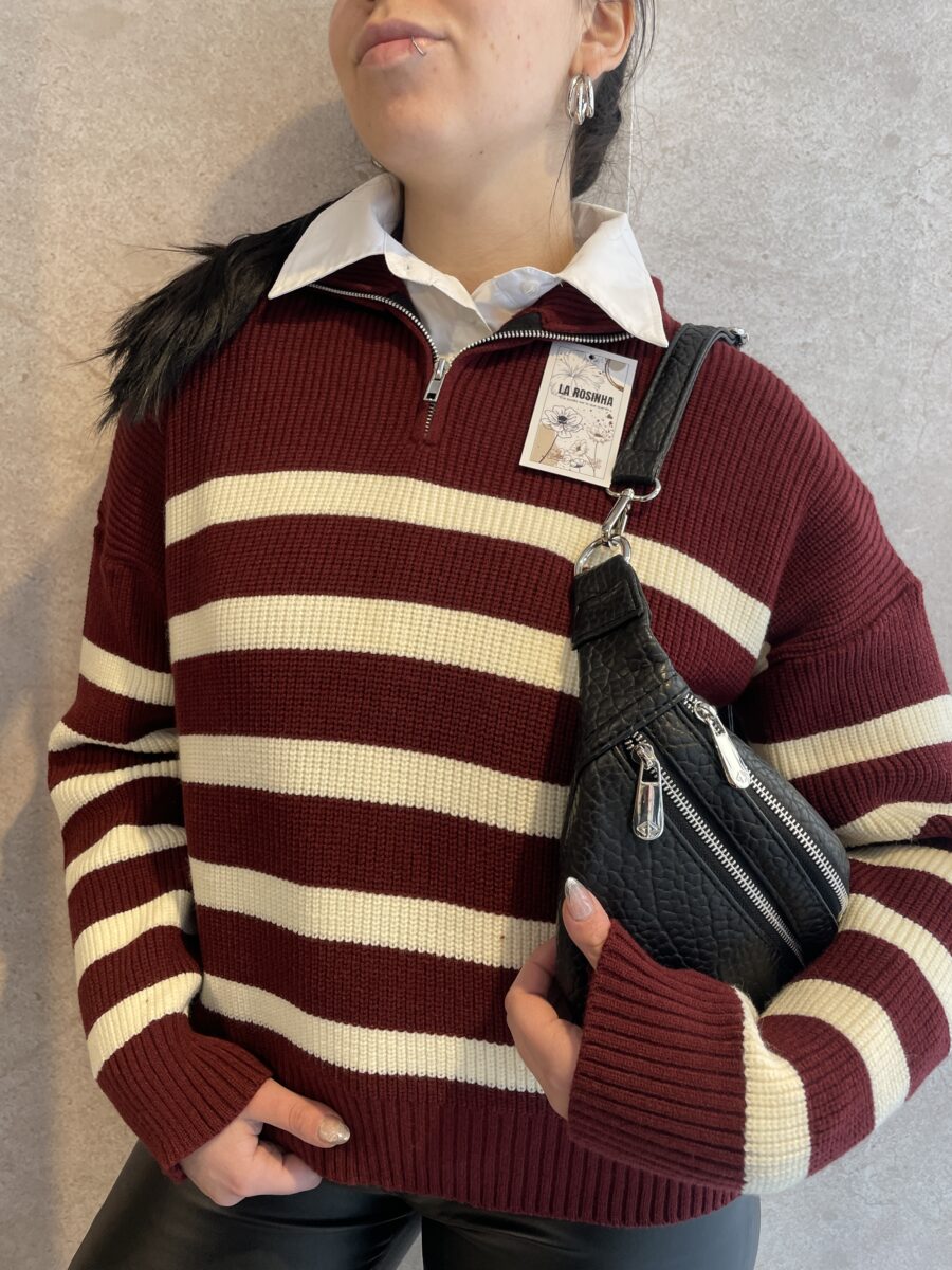 Sweater Cierre Rayado